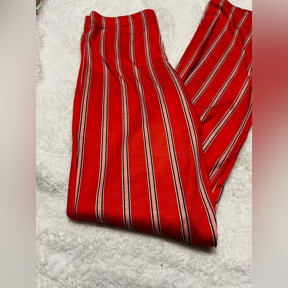 Red striped Top Shop bell bottoms - stretch waistband, stripes, size 8 - Picture 2 of 6